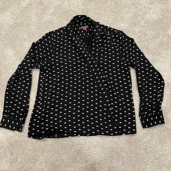 Vince Camuto Women's Wrap Blouse Black White Pattern‎ Size Small - Picture 7 of 9